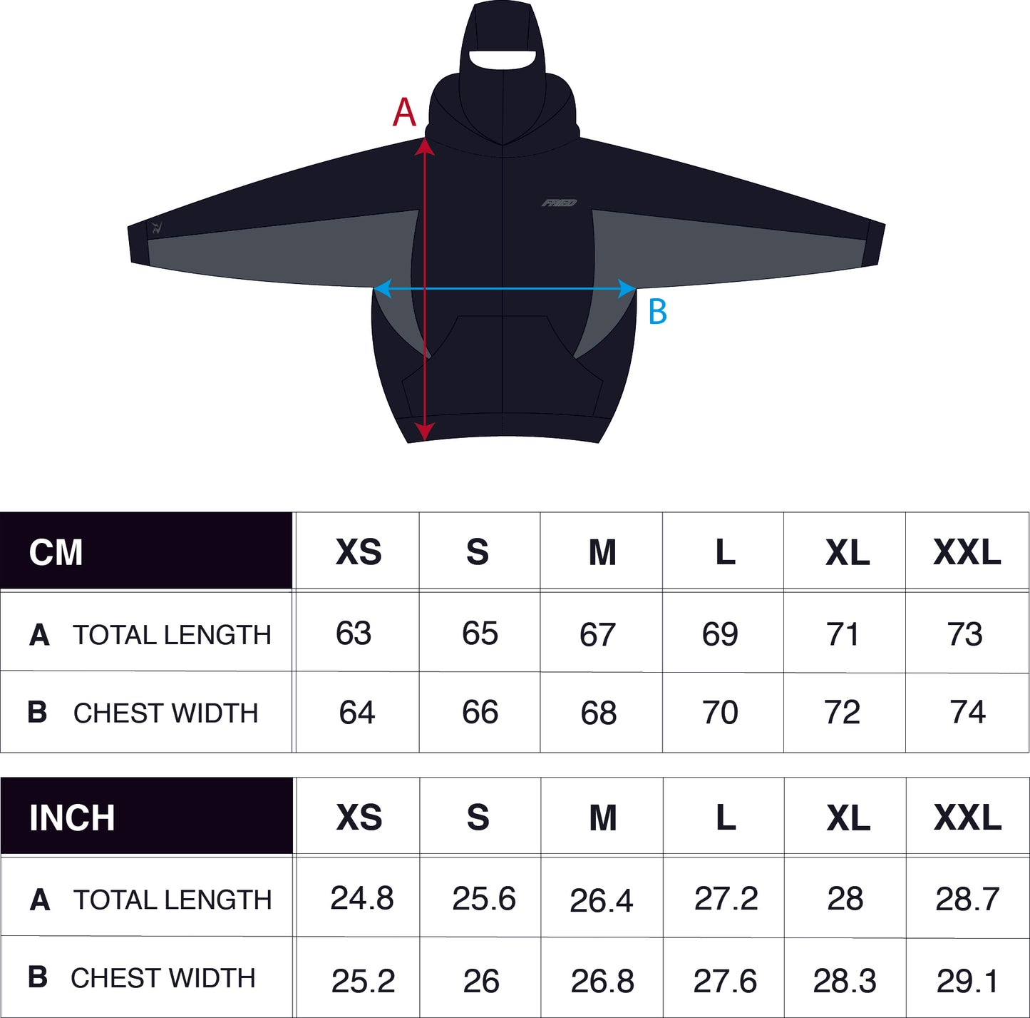 BLACK/GREY - BALACLAVA ZIP HOODIE - PRE ORDER