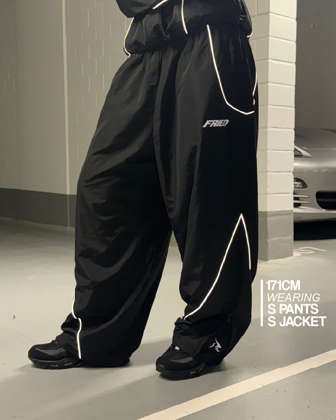 BLACK - REFLECTIVE TRACK PANTS – FRIED SKATEBOARDING