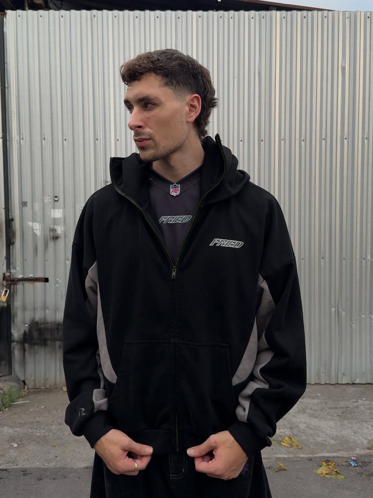 BLACK/GREY - BALACLAVA ZIP HOODIE – FRIED SKATEBOARDING