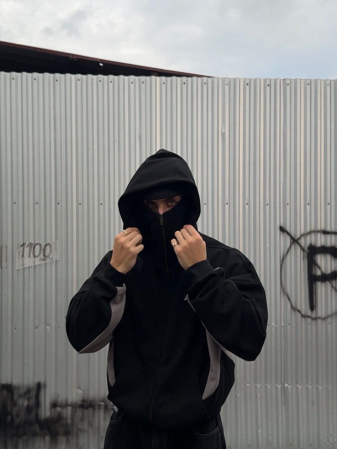 BLACK/GREY - BALACLAVA ZIP HOODIE – FRIED SKATEBOARDING