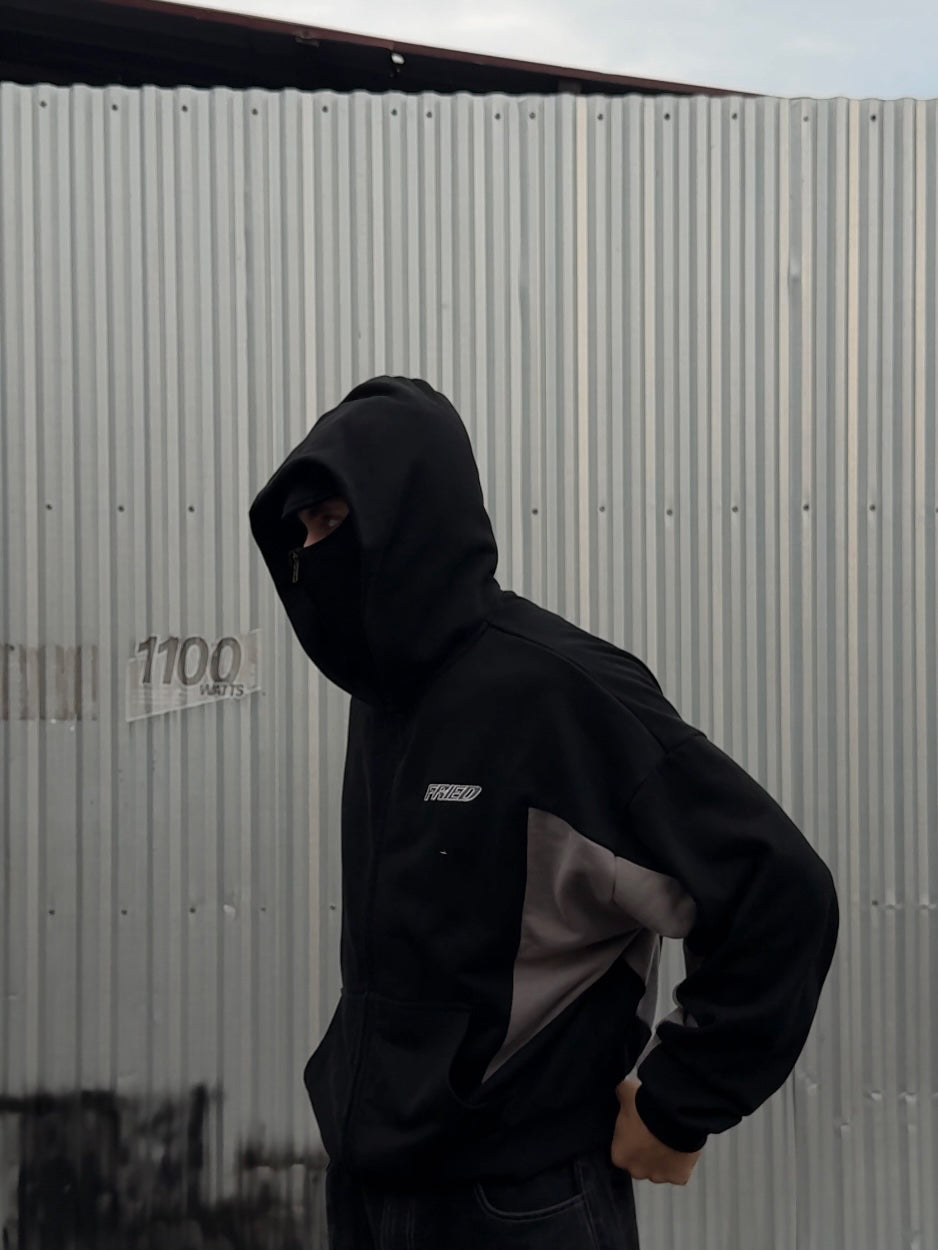 BLACK/GREY - BALACLAVA ZIP HOODIE – FRIED SKATEBOARDING