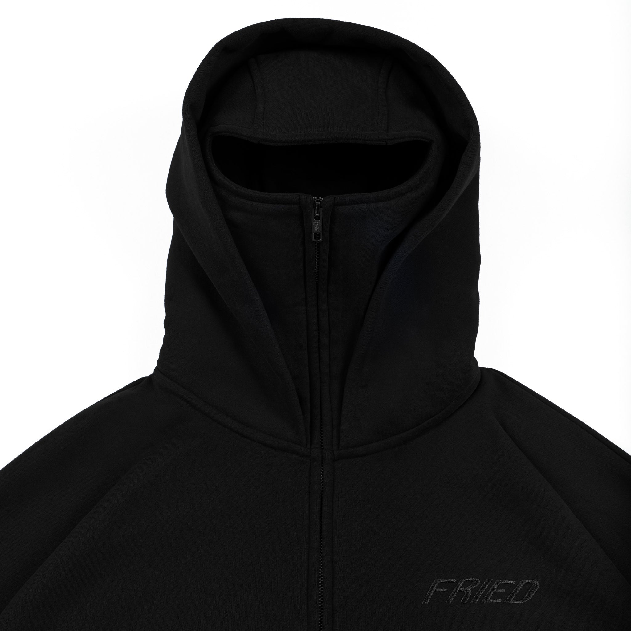 ALL BLACK - BALACLAVA ZIP HOODIE - PRE ORDER – FRIED SKATEBOARDING