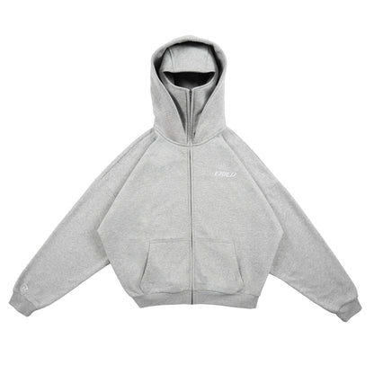 MELANGE GREY - BALACLAVA ZIP HOODIE