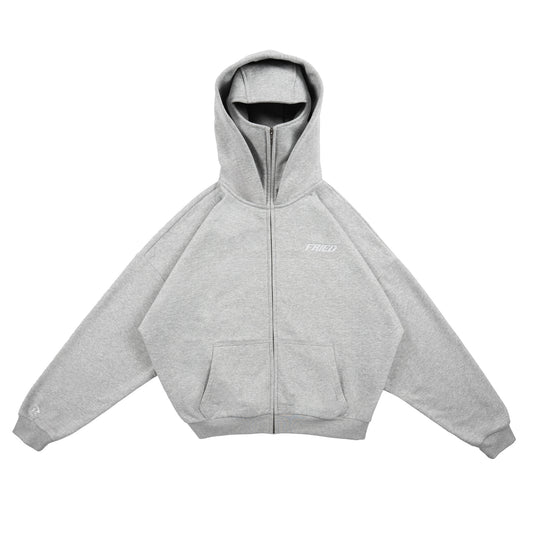 MELANGE GREY - BALACLAVA ZIP HOODIE